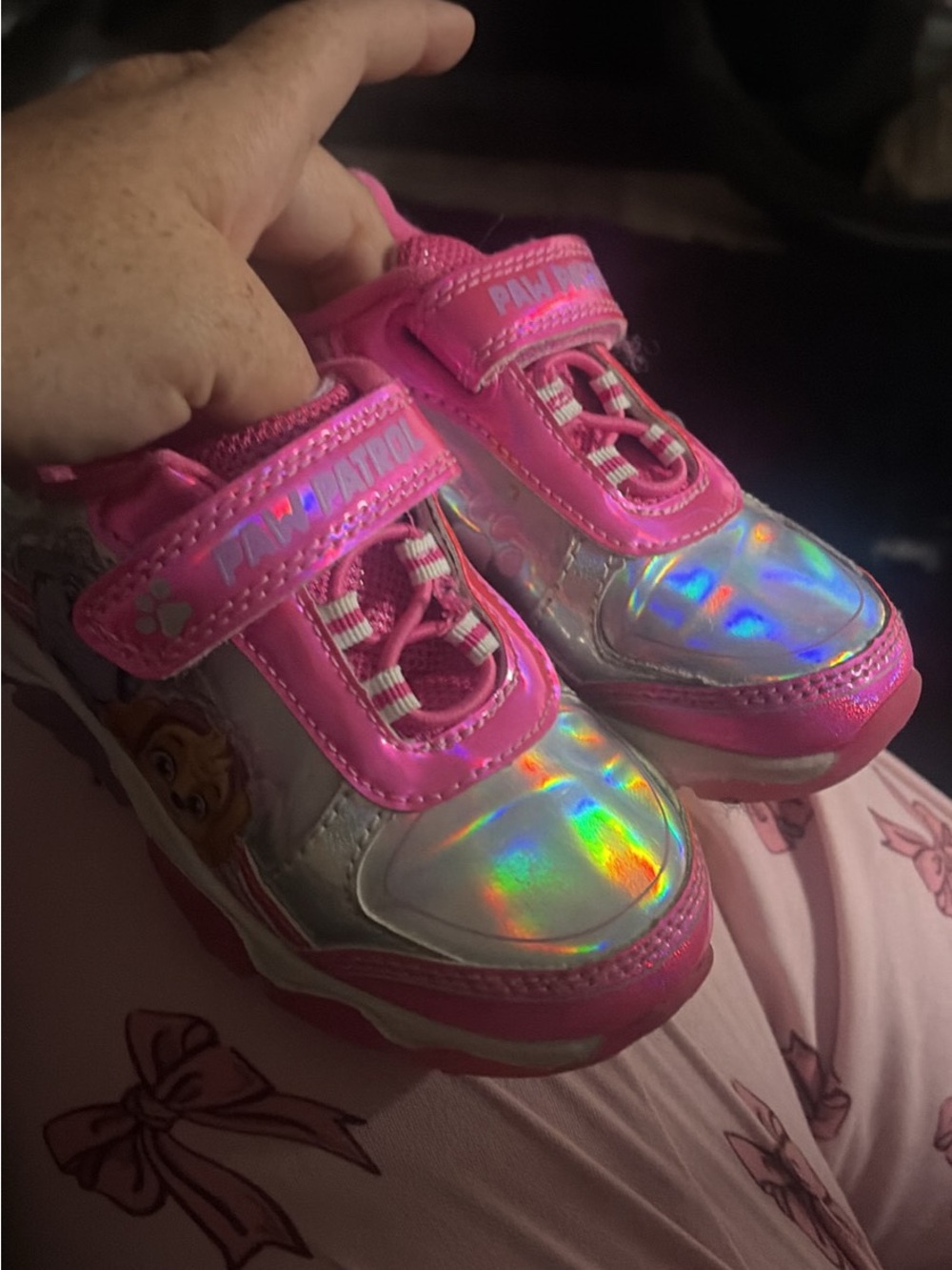 Paw Patrol Girls Pink Holographic Light-Up Sneakers